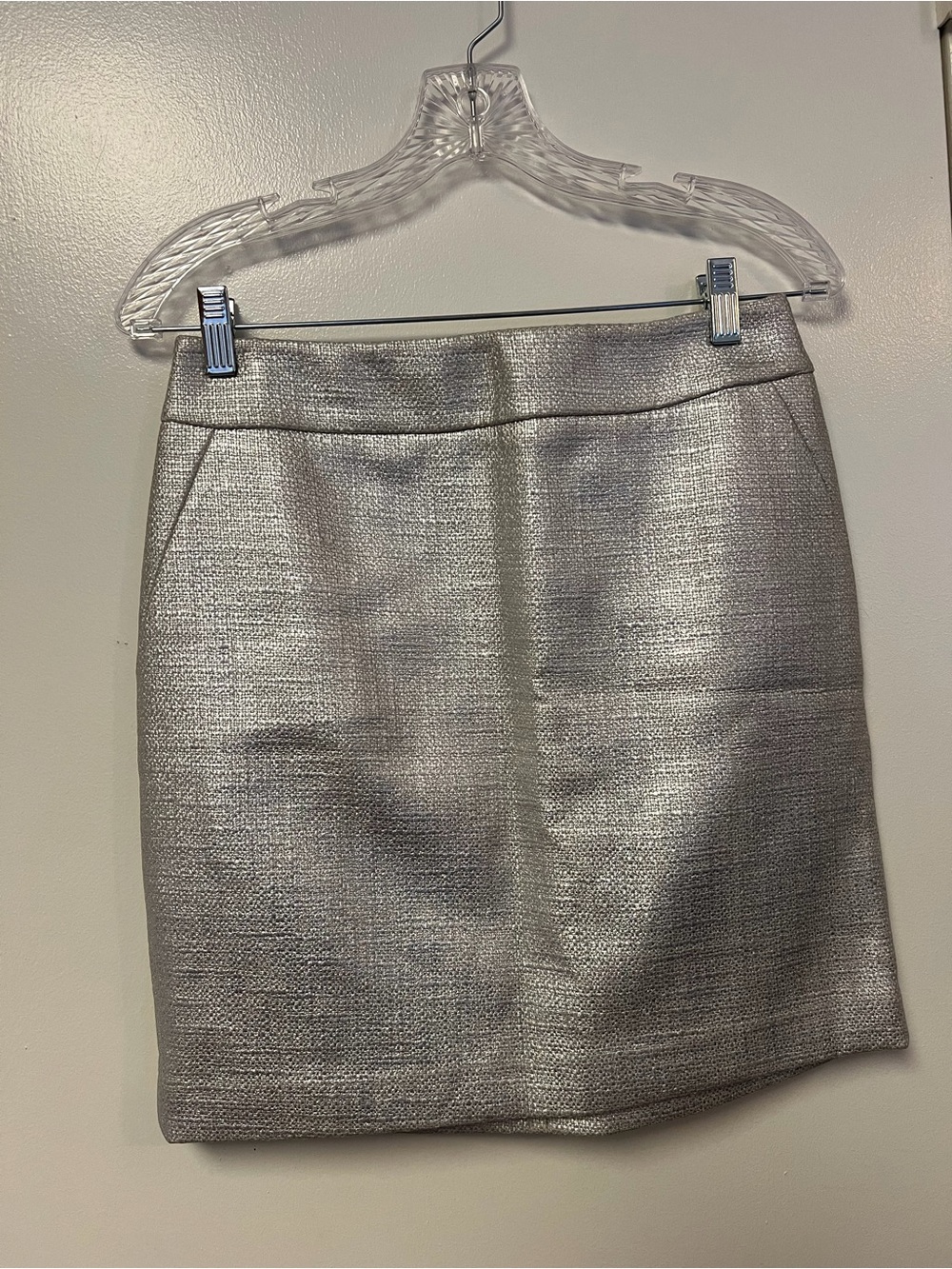 Metallic Silver Women's Pencil Skirt